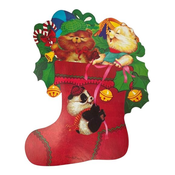 VTG Christmas Die Cut Eureka Cardboard Double Sided Decoration Lot of 5 Kitsch - Picture 6 of 13